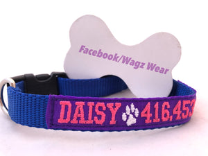 Dog Collar with Custom Embroidered ID - 3/4" Width