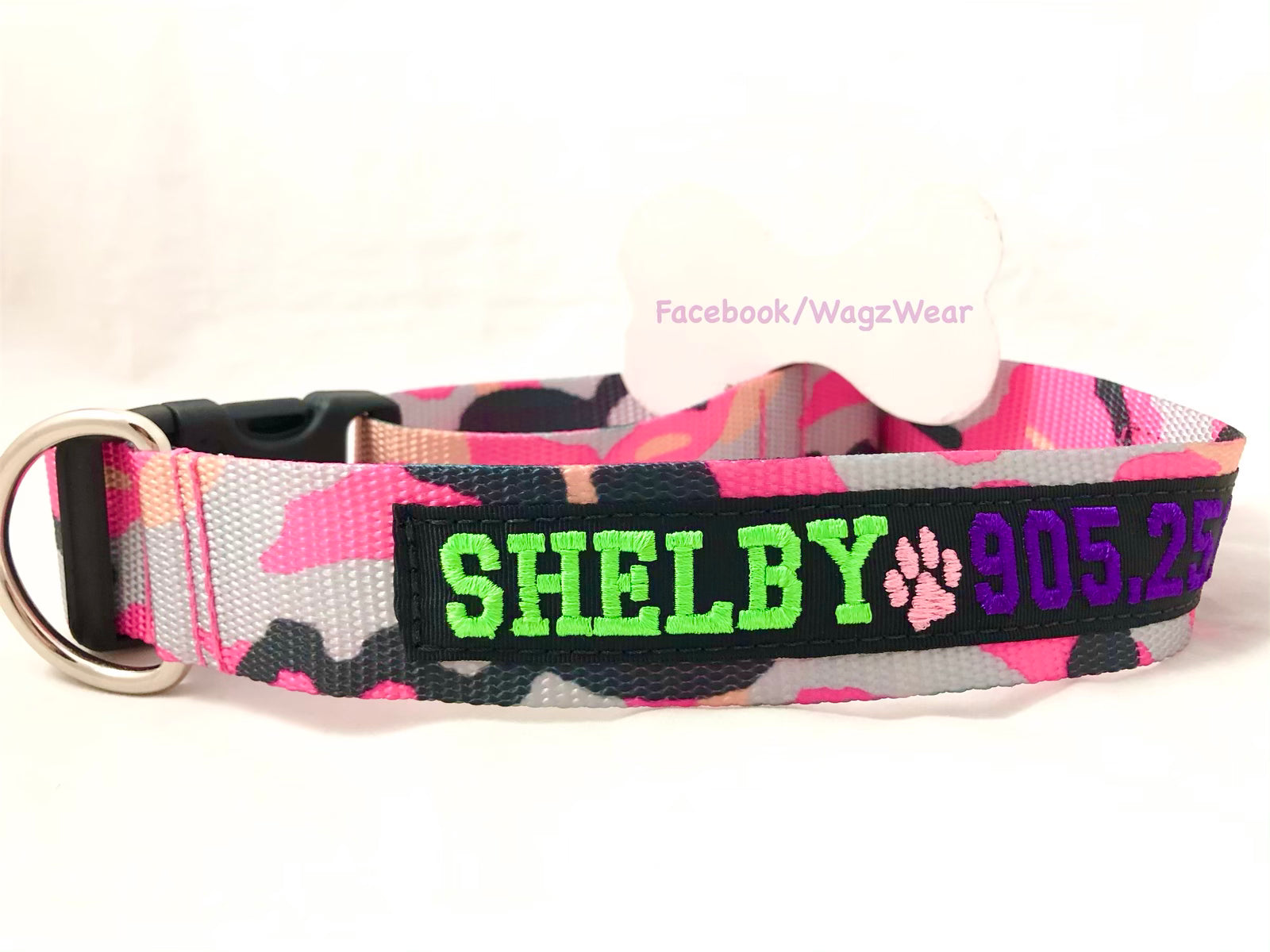 Dog Collar with Custom Embroidered ID - 1.5" Width