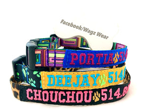 Dog collars with clearance name stitched in