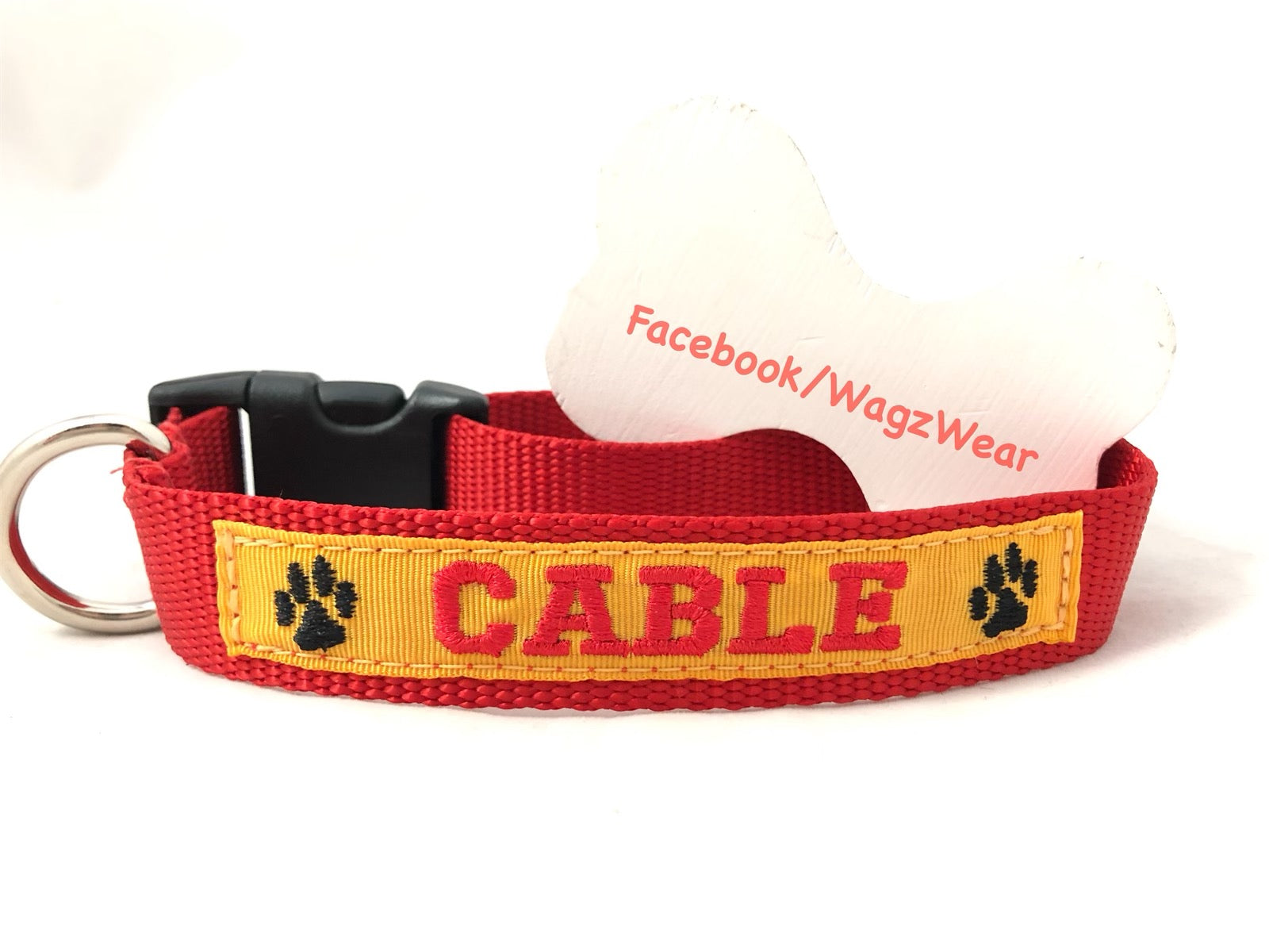 Dog Collar with Custom Embroidered ID - 1" Width
